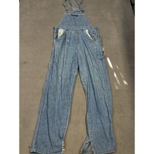 Old Navy Blue Jeans Denim Bib Overalls Wide Leg Split Hem Size S